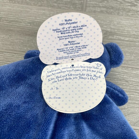 Blankets and Beyond NUNU Dark Blue Bear Lovey Plush Teddy Security Blanket - NEW - Picture 10 of 12